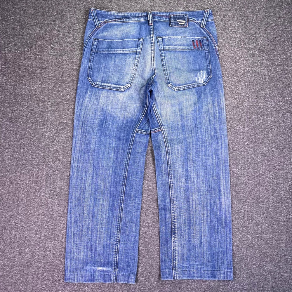 Diesel Jeans Mens 34x27 Blue Grunge Baggy Straight Y2K Button Fly‎ Hemmed Retro - Picture 12 of 16